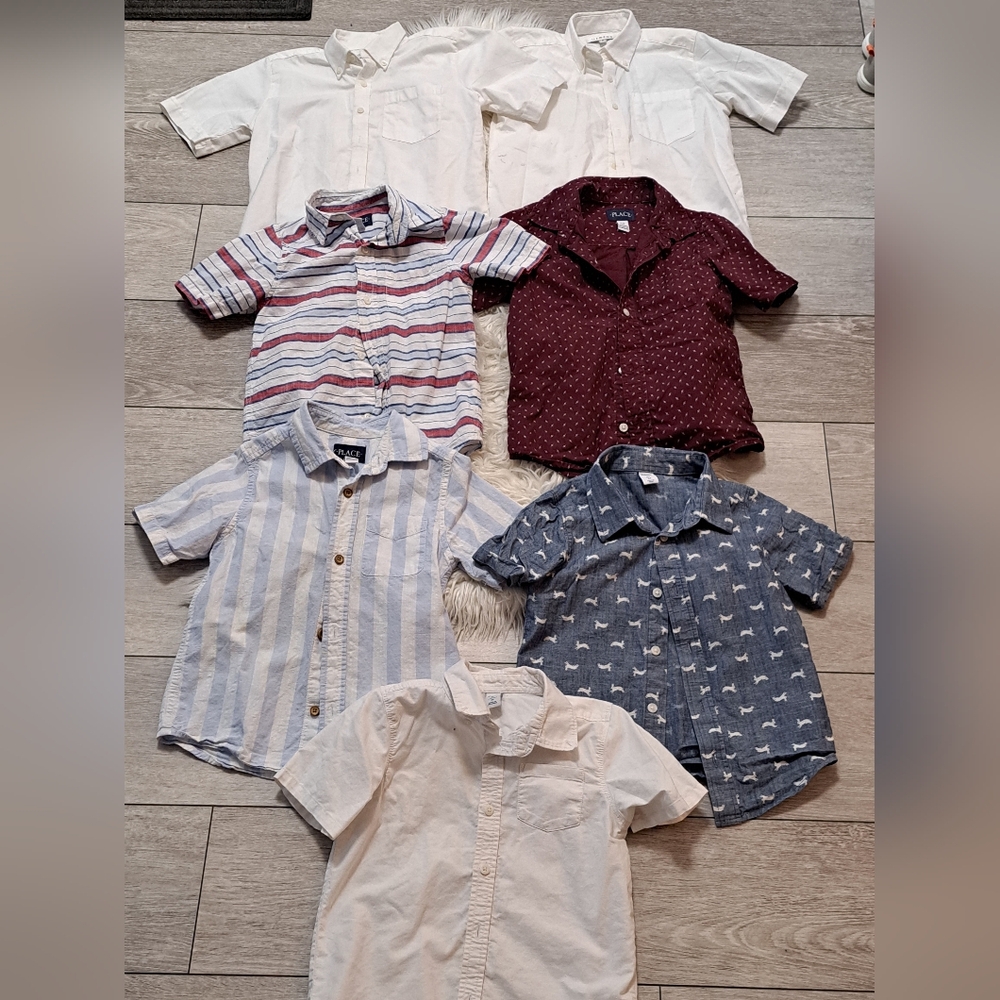 7Brand New And Excellent Used Condition Boys' Multi-Color Short Sleeve Shirt Set
